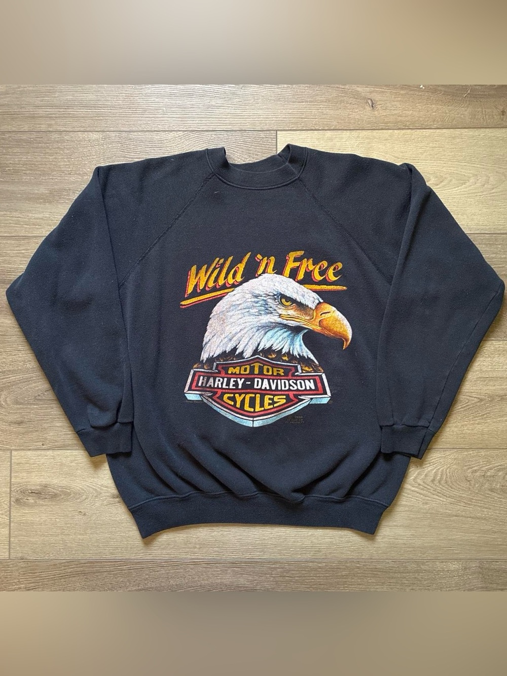 1985 3D Emblem Harley Davidson black crewneck sweatshirt
